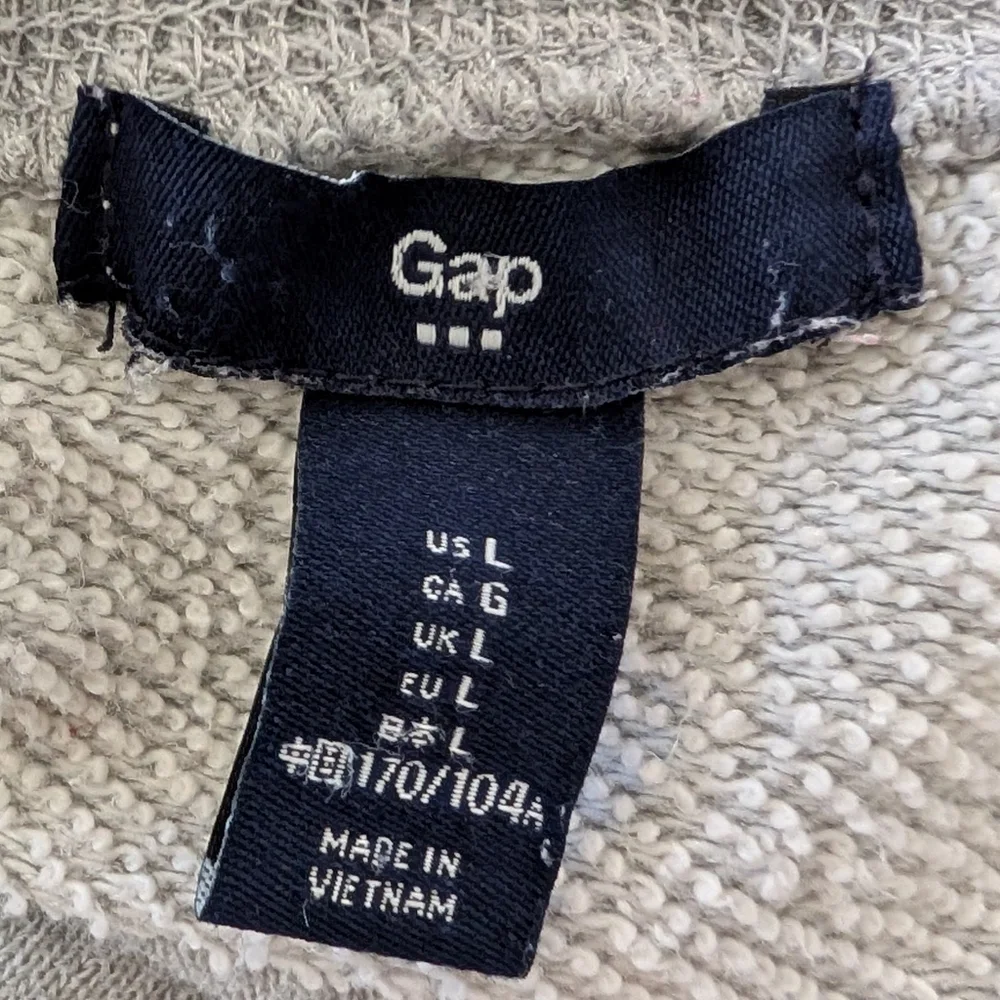 GAP Womens‎ Crew Neck Sweatshirt LARGE Logo Casual Cozy Pullover Gray - Picture 6 of 7